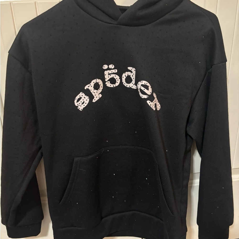 spider hoodie with rhinestones
